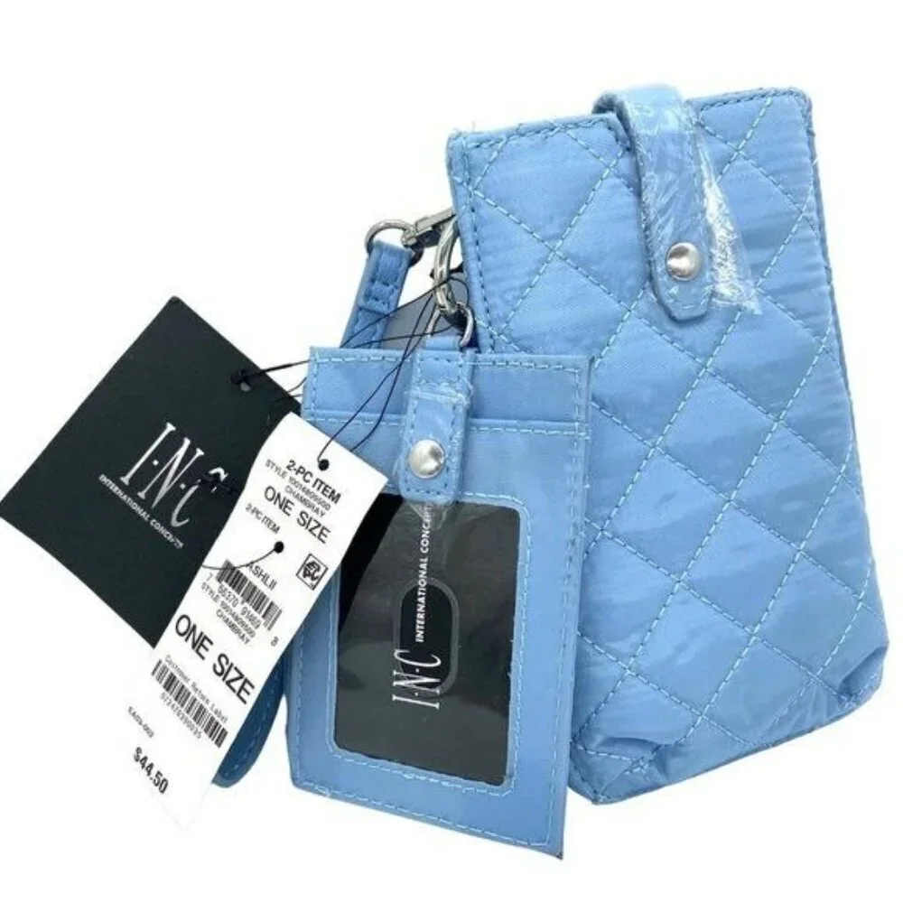 INC International Concepts Women's Blue Ashlii Lanyard Bag Phone Wristlet